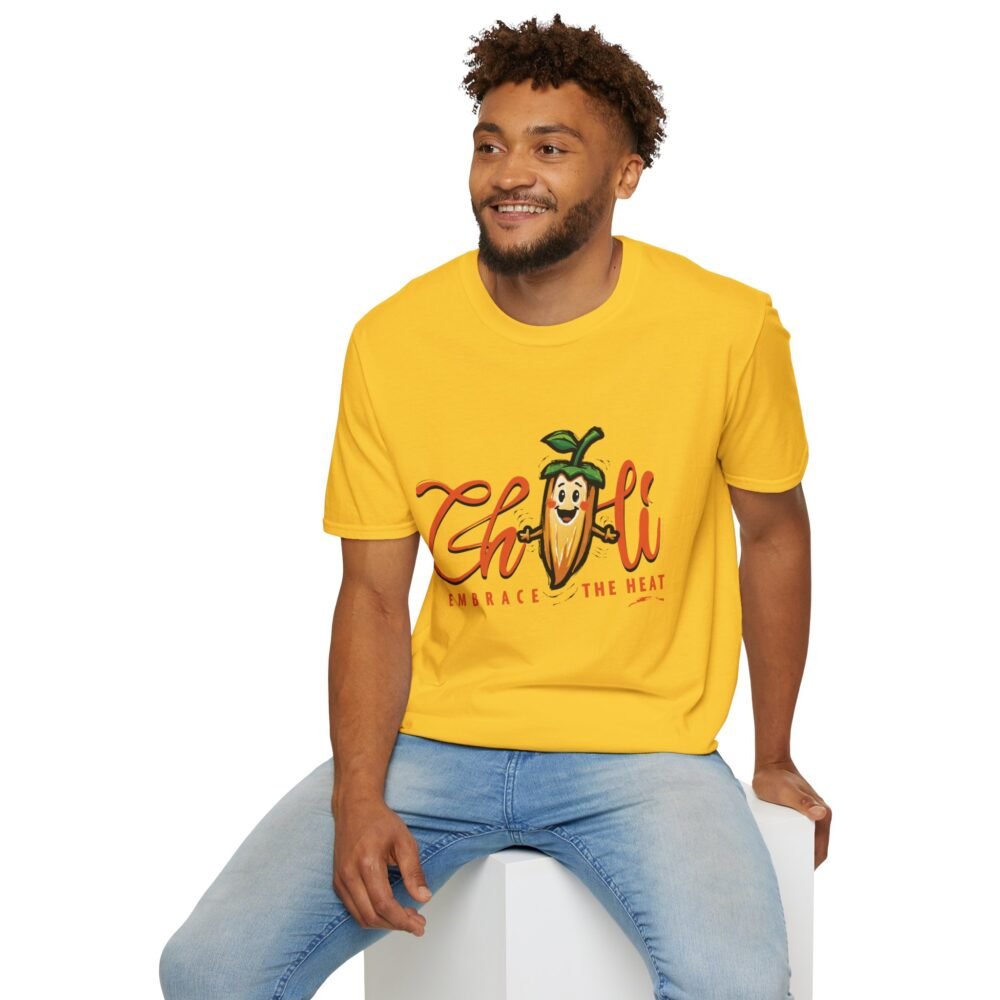Embrace the Heat Unisex Softstyle White T-Shirt - Fun Chili Pepper Design