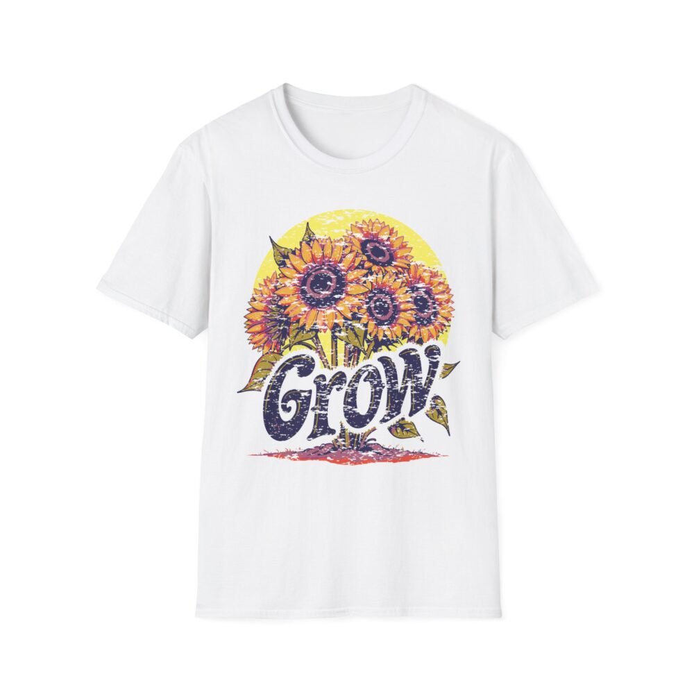 Grow Sunflower Unisex Softstyle T-Shirt - Inspirational Floral Tee for Nature Lovers