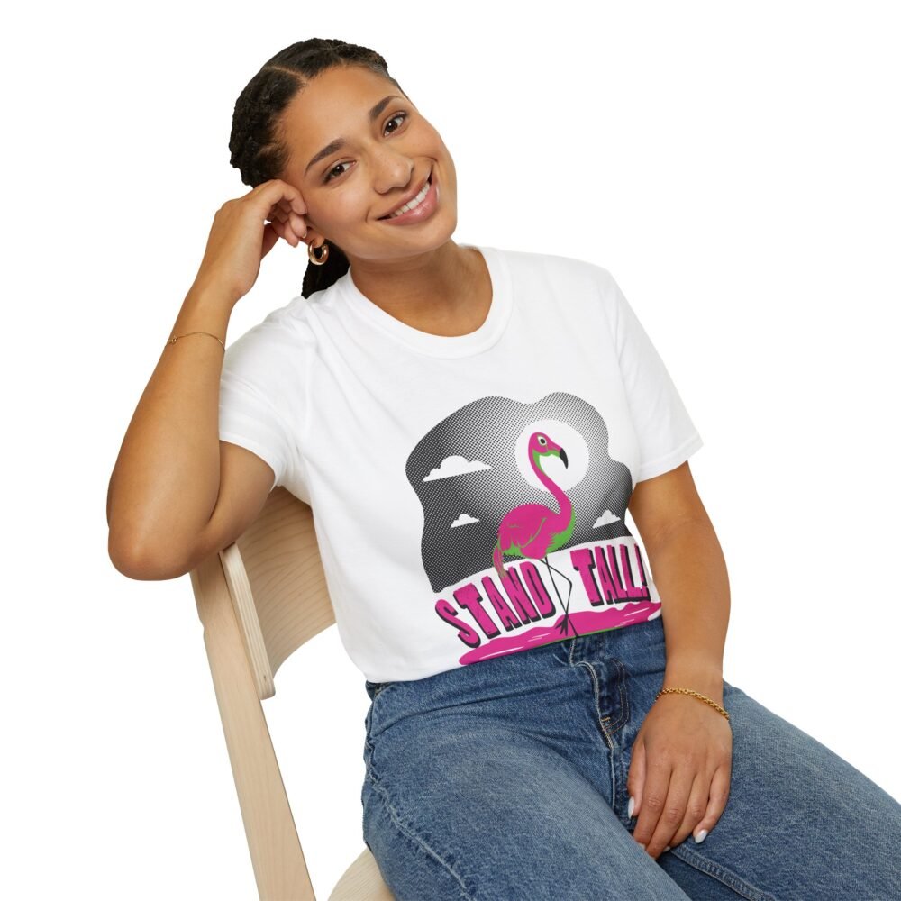 Stand Tall Flamingo Softstyle T-Shirt - Fun Summer Vibe, Perfect for Beach Days and Casual Outings