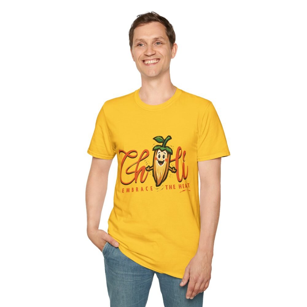 Embrace the Heat Unisex Softstyle White T-Shirt - Fun Chili Pepper Design