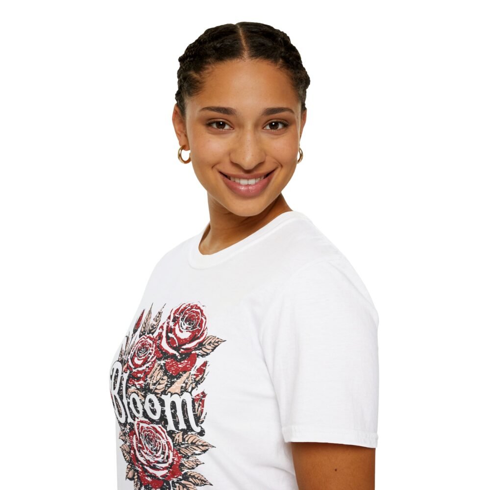 Bloom Floral White Softstyle T-Shirt – Perfect for Spring Celebrations & Everyday Wear