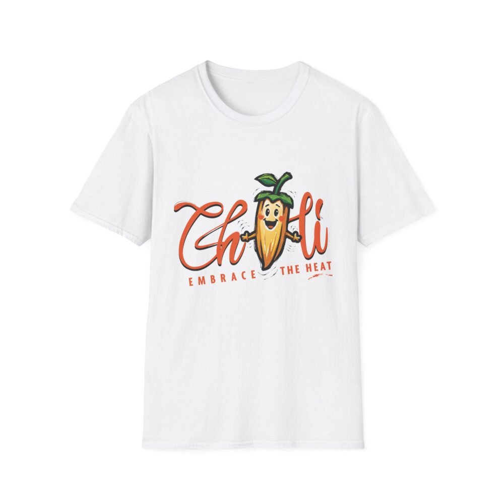 Embrace the Heat Unisex Softstyle White T-Shirt - Fun Chili Pepper Design
