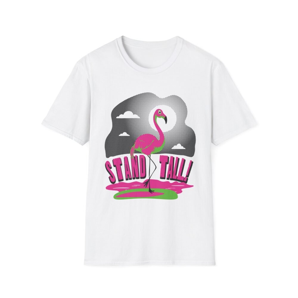 Stand Tall Flamingo Softstyle T-Shirt - Fun Summer Vibe, Perfect for Beach Days and Casual Outings
