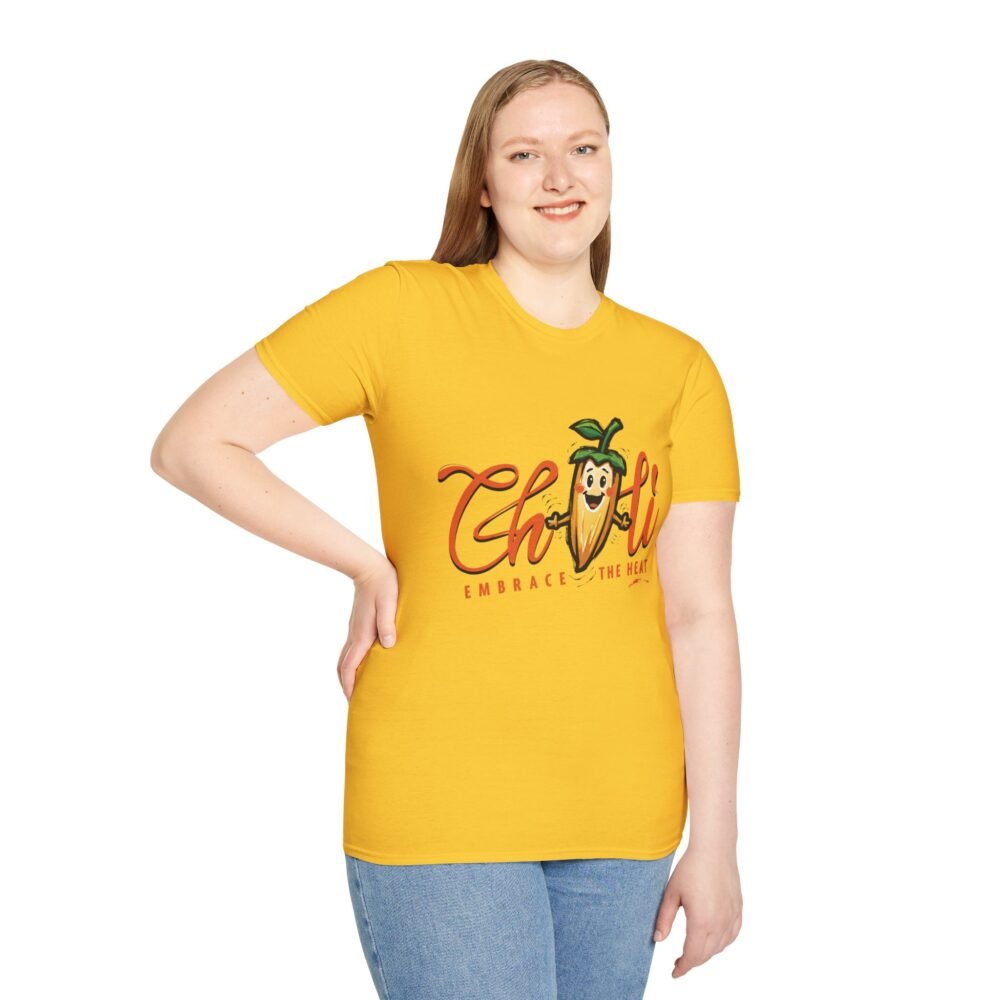 Embrace the Heat Unisex Softstyle White T-Shirt - Fun Chili Pepper Design